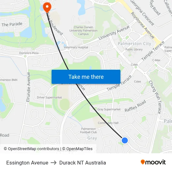 Essington Avenue to Durack NT Australia map