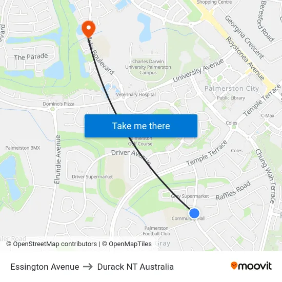 Essington Avenue to Durack NT Australia map