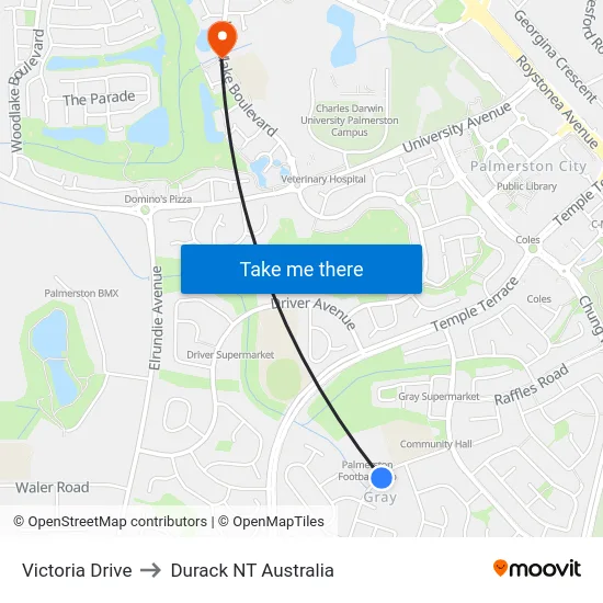 Victoria Drive to Durack NT Australia map