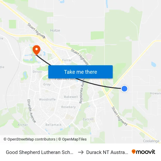 Good Shepherd Lutheran School to Durack NT Australia map