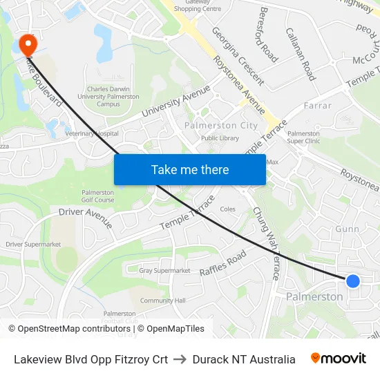 Lakeview Blvd Opp Fitzroy Crt to Durack NT Australia map