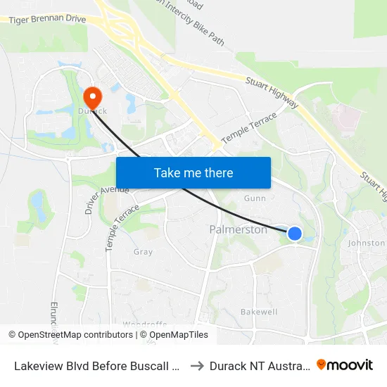Lakeview Blvd Before Buscall Ave to Durack NT Australia map