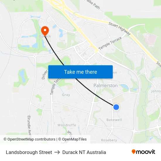 Landsborough Street to Durack NT Australia map