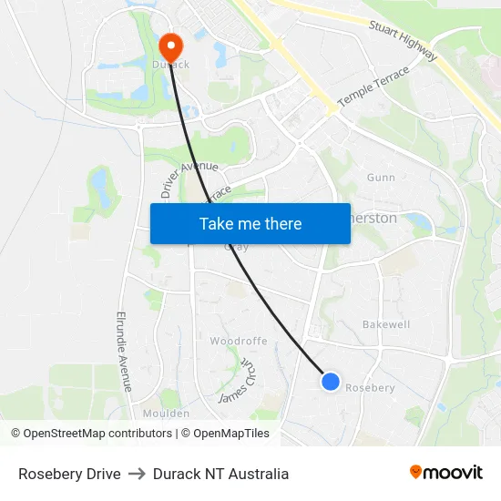 Rosebery Drive to Durack NT Australia map
