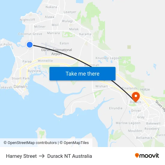 Harney Street to Durack NT Australia map
