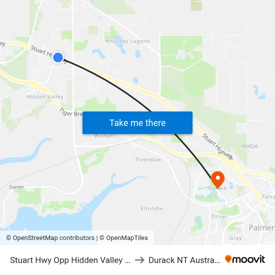 Stuart Hwy Opp Hidden Valley Rd to Durack NT Australia map