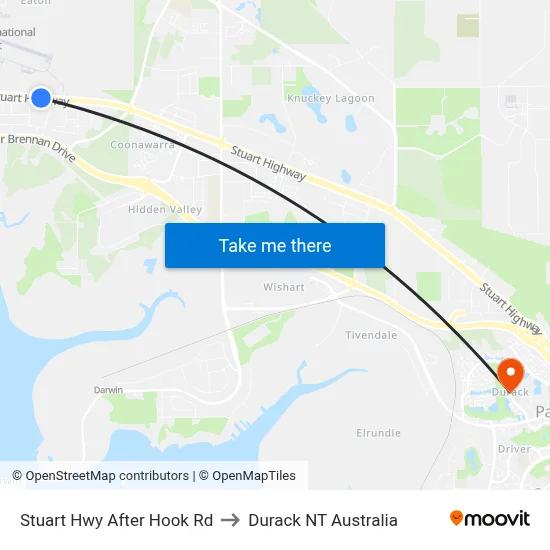 Stuart Hwy After Hook Rd to Durack NT Australia map