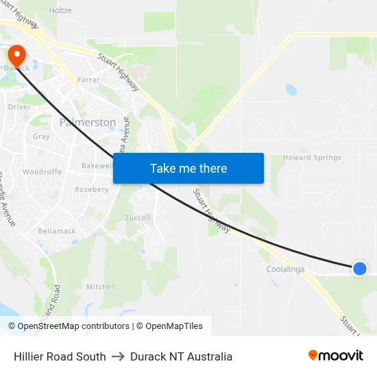 Hillier Road South to Durack NT Australia map