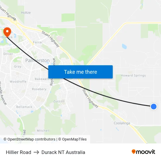 Hillier Road to Durack NT Australia map