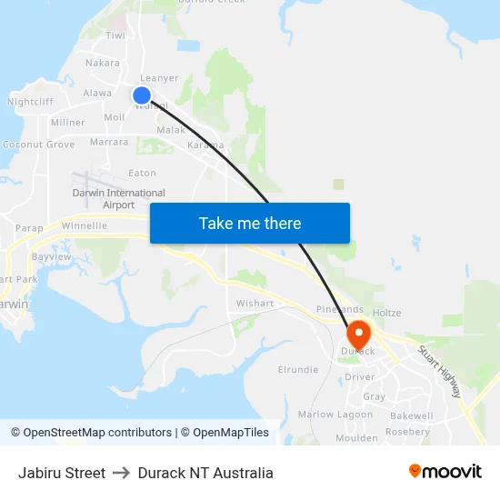 Jabiru Street to Durack NT Australia map