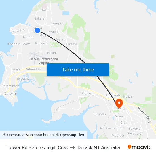 Trower Rd Before Jingili Cres to Durack NT Australia map