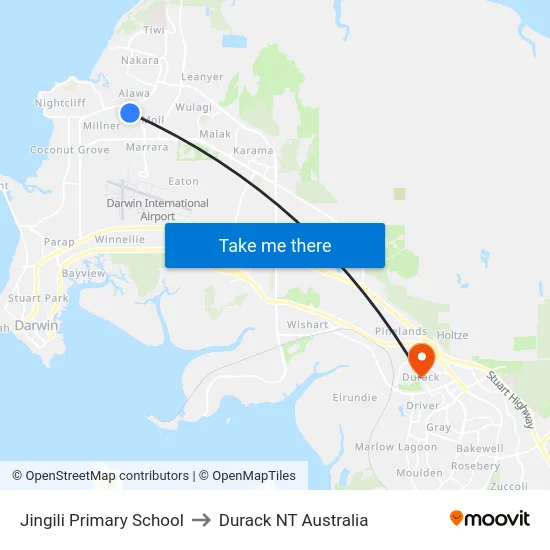 Jingili Primary School to Durack NT Australia map