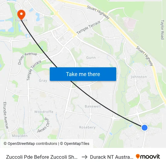 Zuccoli Pde Before Zuccoli Shops to Durack NT Australia map