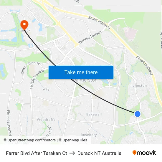 Farrar Blvd After Tarakan Ct to Durack NT Australia map