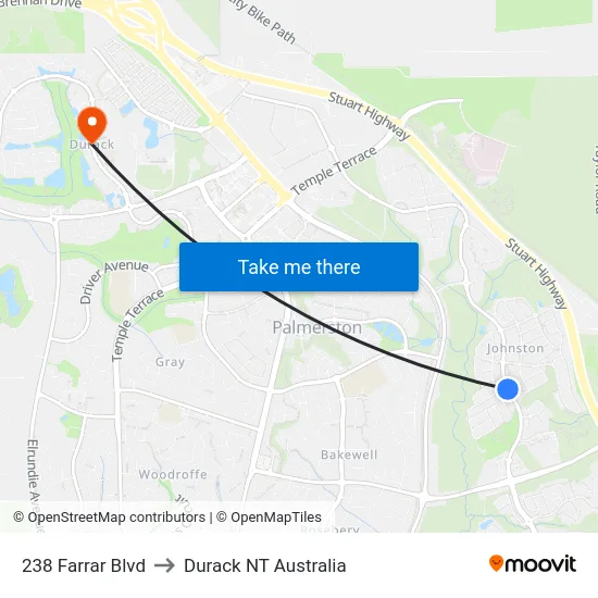 238 Farrar Blvd to Durack NT Australia map
