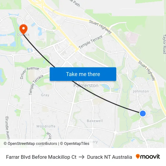 Farrar Blvd Before Mackillop Ct to Durack NT Australia map