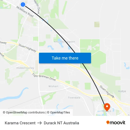 Karama Crescent to Durack NT Australia map