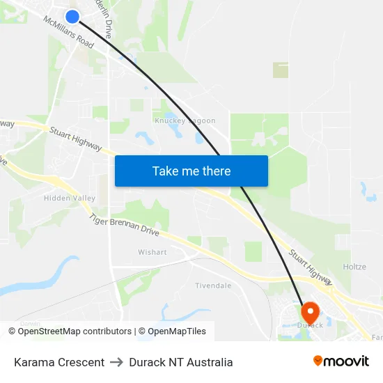 Karama Crescent to Durack NT Australia map