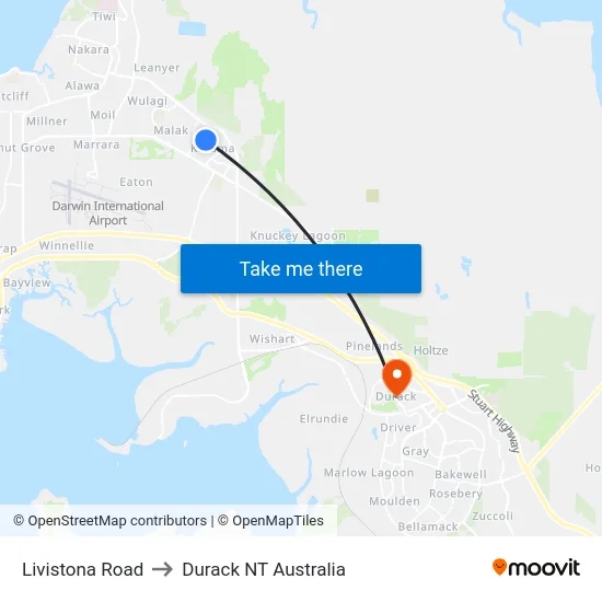 Livistona Road to Durack NT Australia map