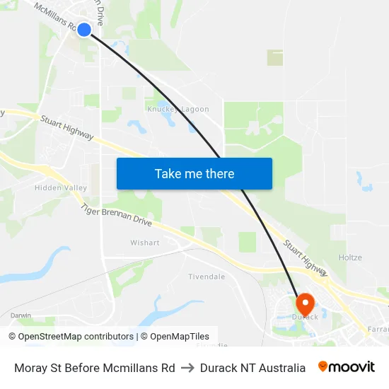 Moray St Before Mcmillans Rd to Durack NT Australia map