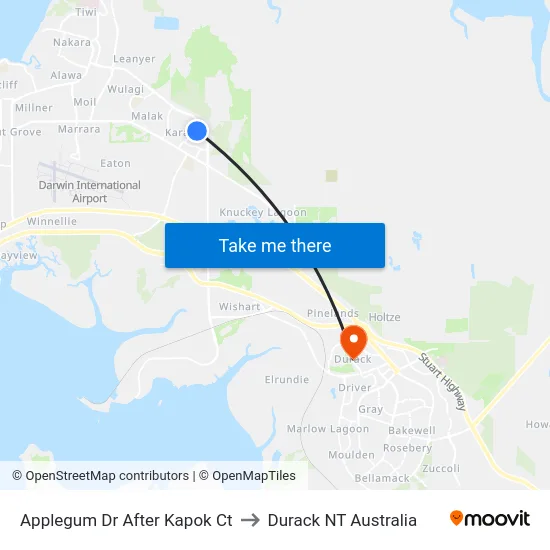 Applegum Dr After Kapok Ct to Durack NT Australia map