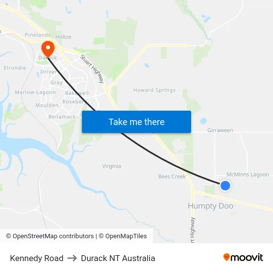 Kennedy Road to Durack NT Australia map