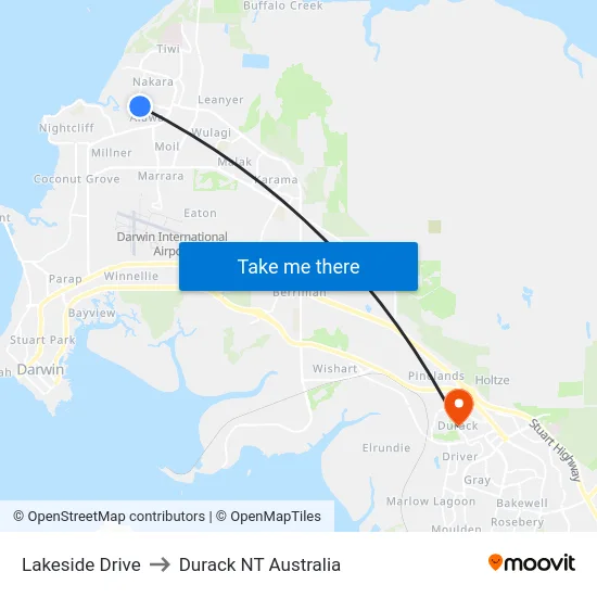 Lakeside Drive to Durack NT Australia map
