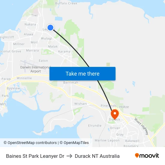 Baines St Park Leanyer Dr to Durack NT Australia map