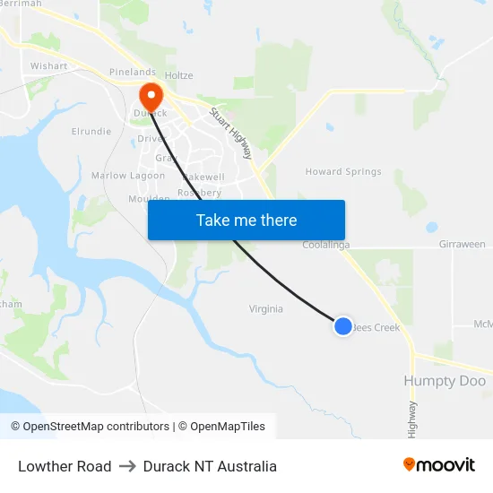 Lowther Road to Durack NT Australia map