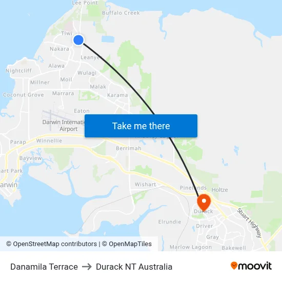 Danamila Terrace to Durack NT Australia map