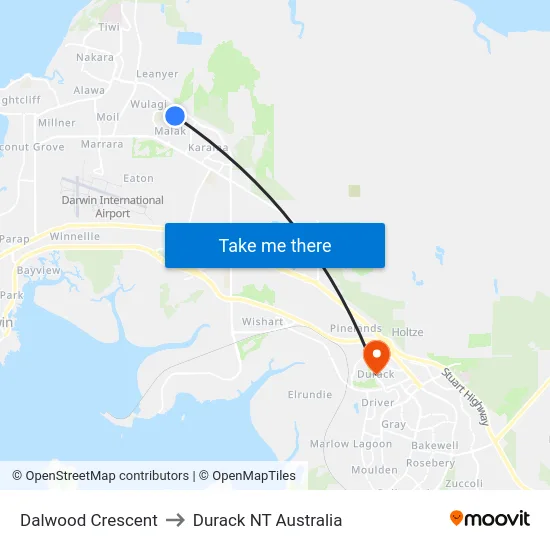 Dalwood Crescent to Durack NT Australia map