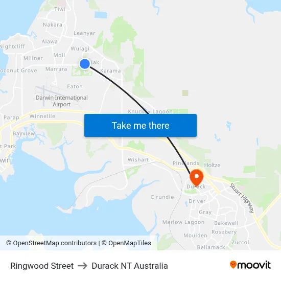 Ringwood Street to Durack NT Australia map