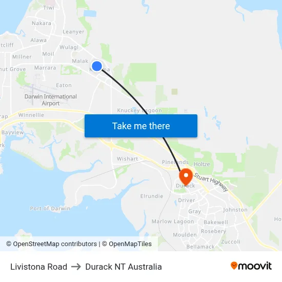 Livistona Road to Durack NT Australia map