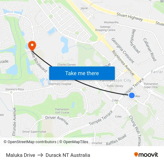 Maluka Drive to Durack NT Australia map