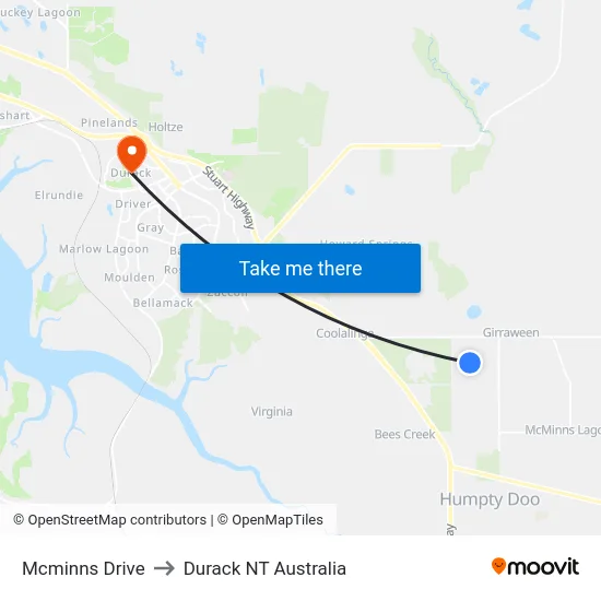 Mcminns Drive to Durack NT Australia map