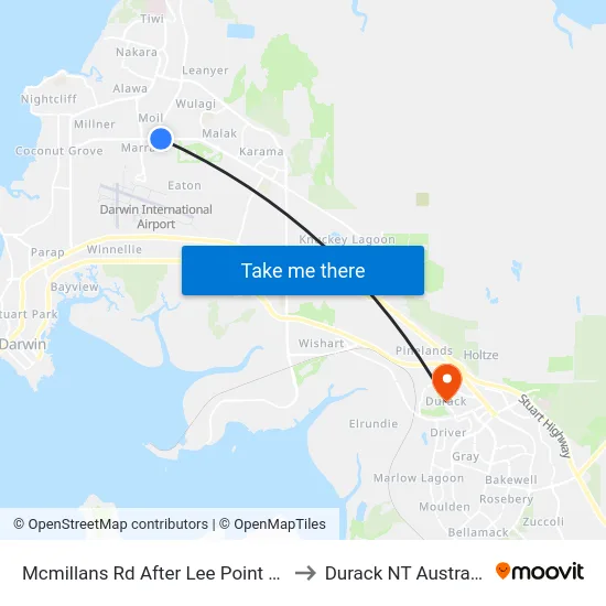 Mcmillans Rd After Lee Point Rd to Durack NT Australia map