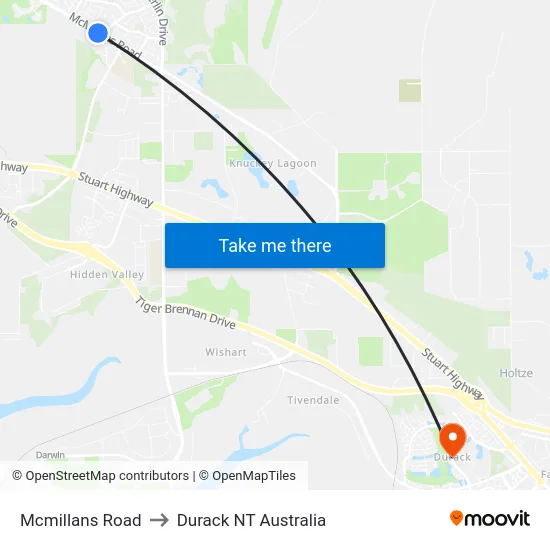 Mcmillans Road to Durack NT Australia map