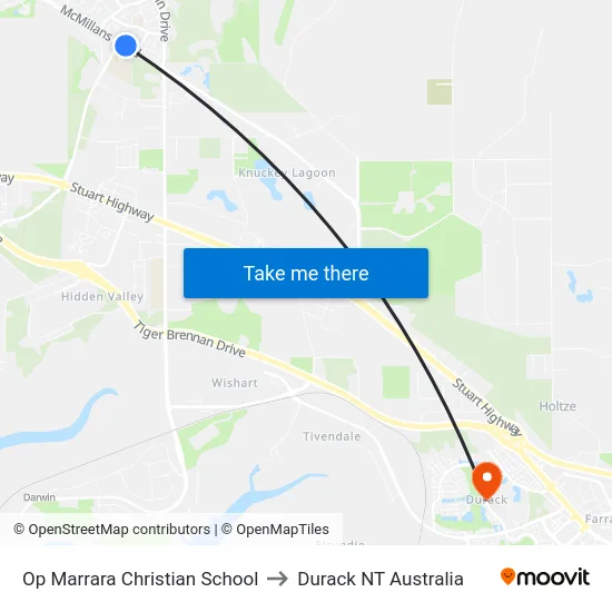 Op Marrara Christian School to Durack NT Australia map