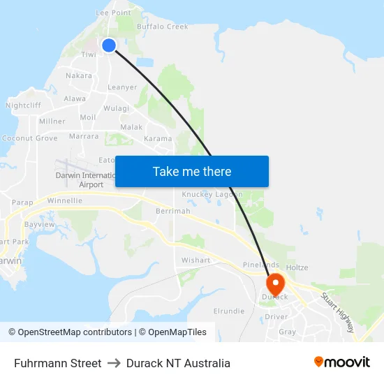 Fuhrmann Street to Durack NT Australia map