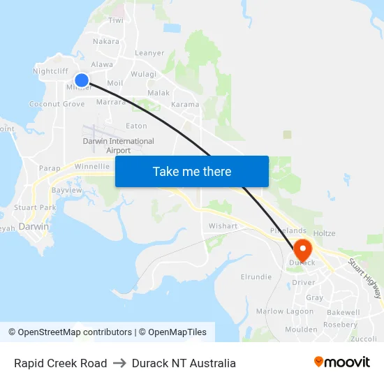 Rapid Creek Road to Durack NT Australia map