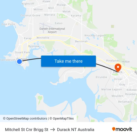 Mitchell St Cnr Brigg St to Durack NT Australia map