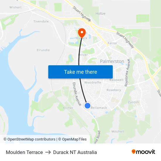 Moulden Terrace to Durack NT Australia map