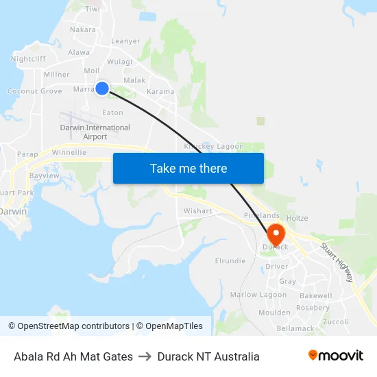 Abala Rd Ah Mat Gates to Durack NT Australia map