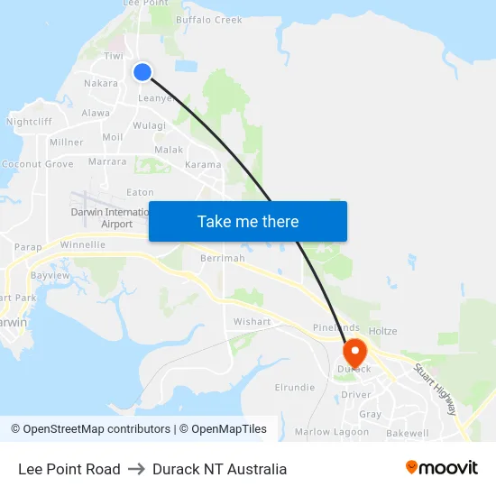 Lee Point Road to Durack NT Australia map
