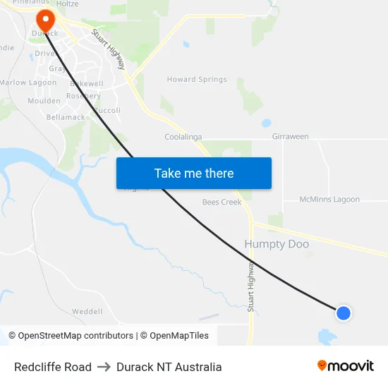 Redcliffe Road to Durack NT Australia map