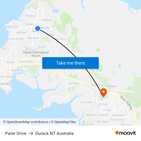 Parer Drive to Durack NT Australia map