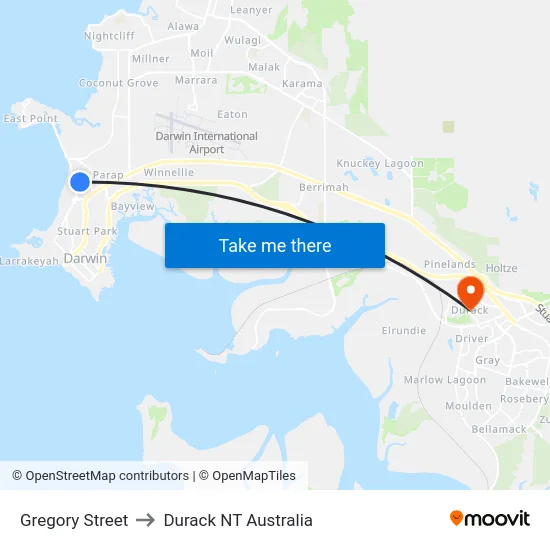 Gregory Street to Durack NT Australia map
