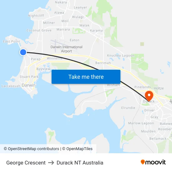 George Crescent to Durack NT Australia map