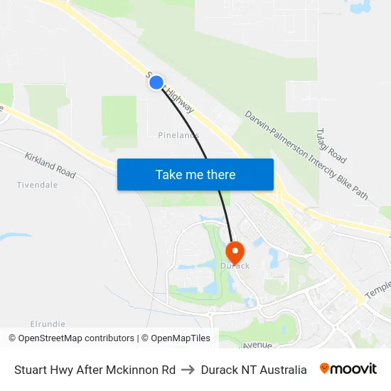 Stuart Hwy After Mckinnon Rd to Durack NT Australia map