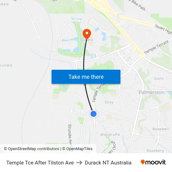 Temple Tce After Tilston Ave to Durack NT Australia map
